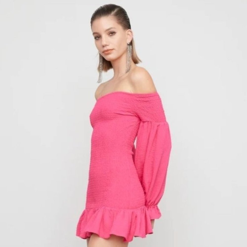 Atoir Pink Off-Shoulder Mini Dress
